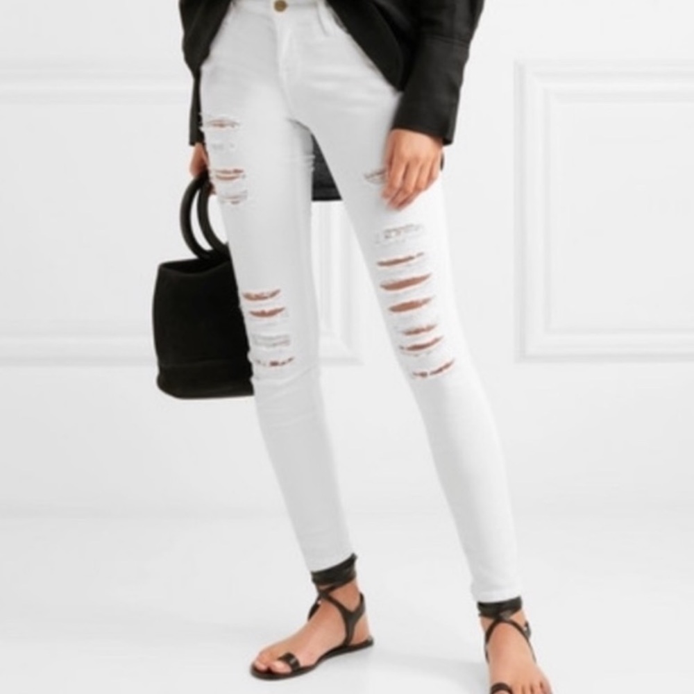 FRAME White Le Skinny De Jeanne Blanc